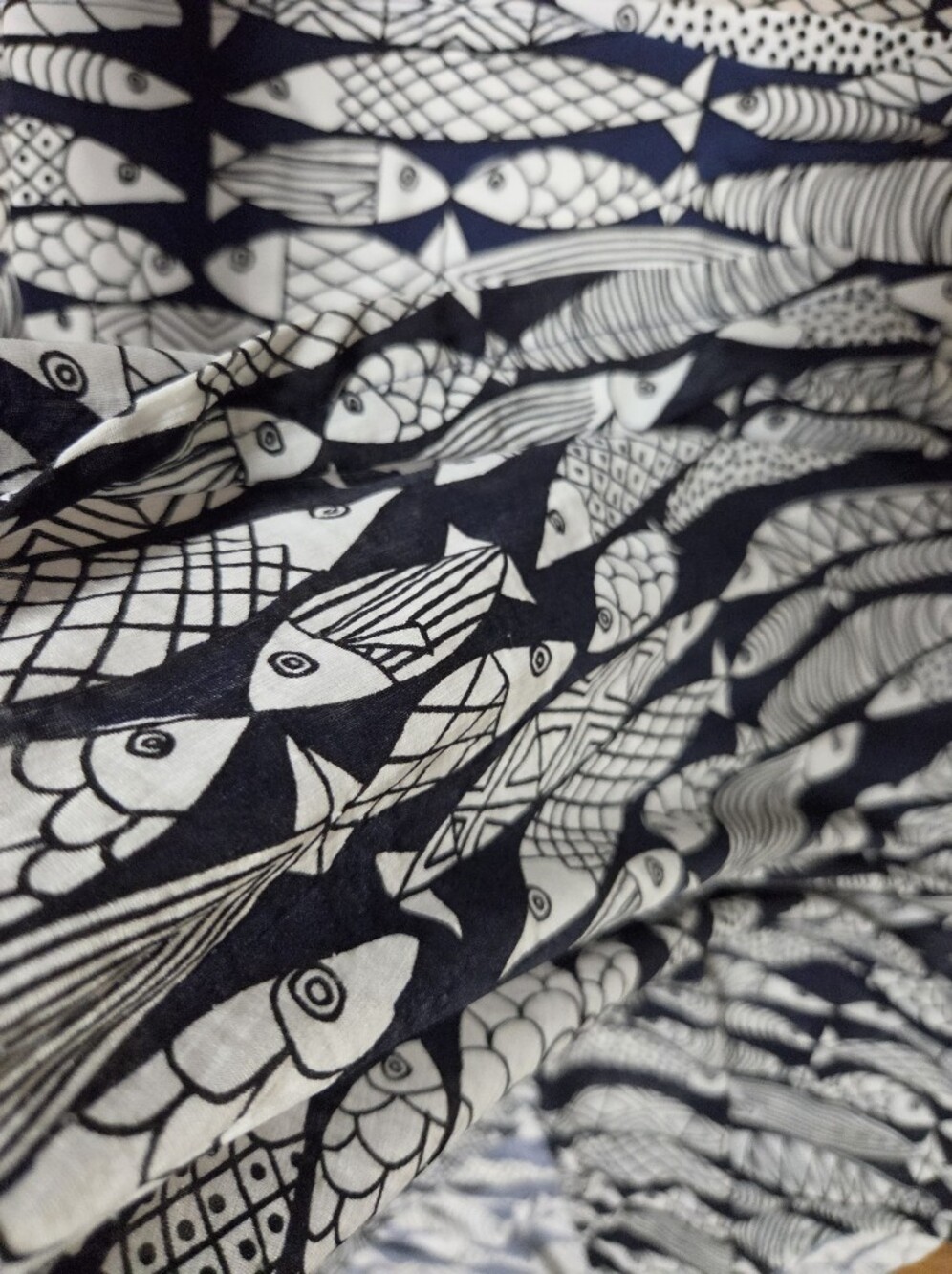 Alfani Navy & White Fish-Print V-Neck Tank Tunic With Overlay Size 2X - Picture 8 of 10